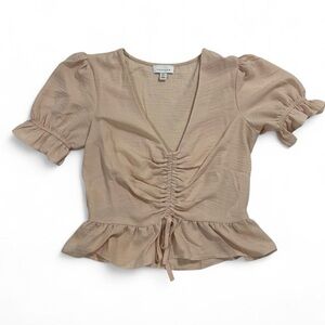 Topshop Beige Ruched Blouse